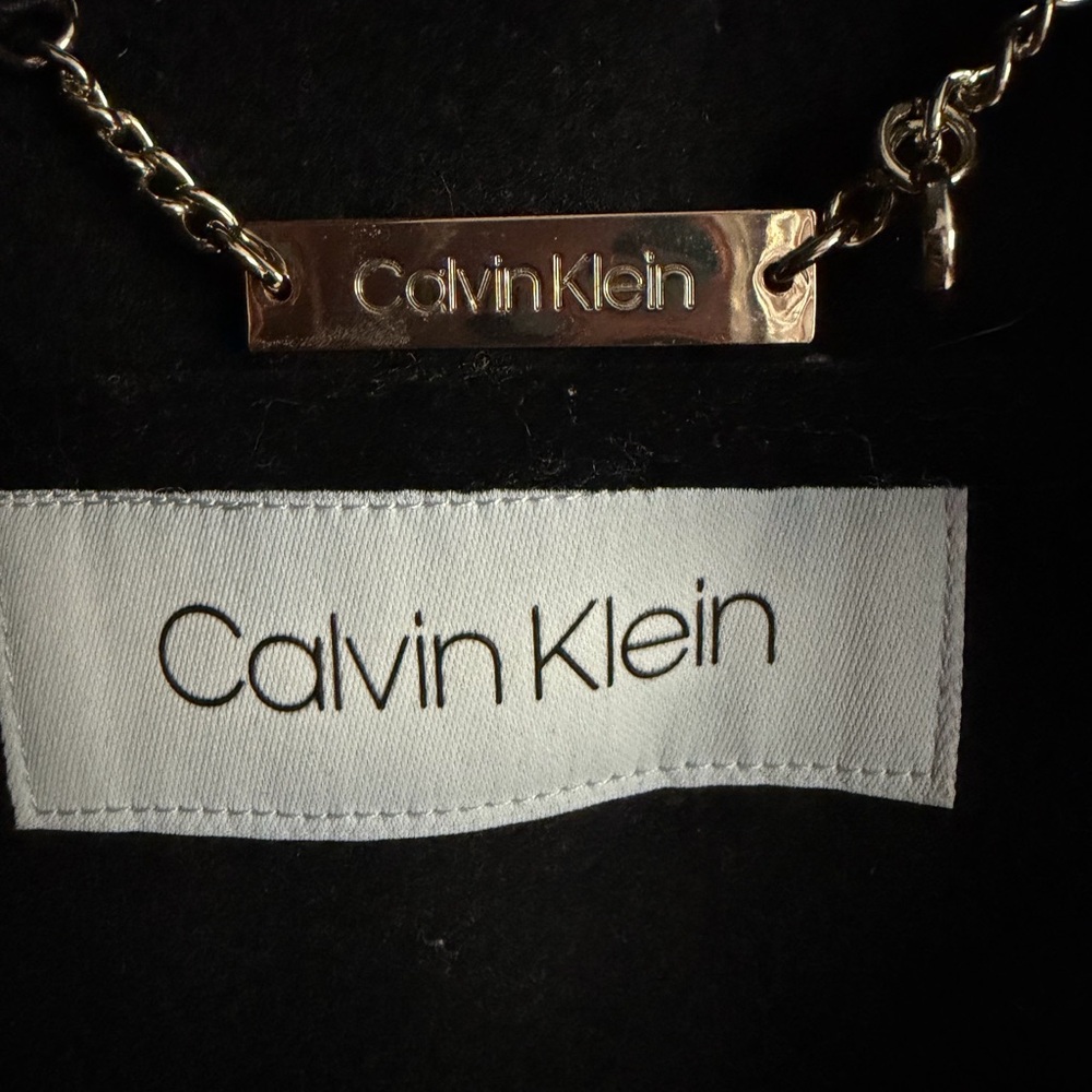 Calvin Klein Black Wrap Trench Coat with Self Belt - Picture 2 of 2